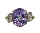 10k Yellow Gold Amethyst & Diamond Ring Online Hot Sale