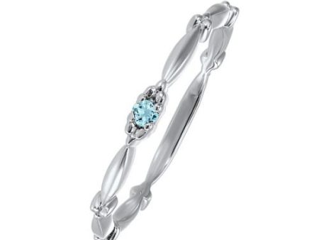 10k White Gold Aquamarine Stackable ring Online Hot Sale