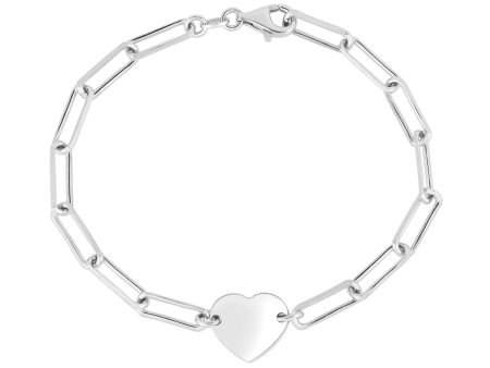 Silver Engravable Heart Paperclip Bracelet Online Sale