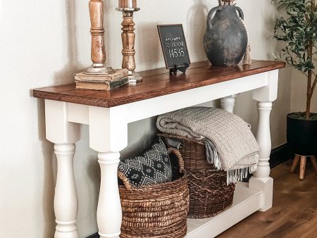 Entry table with baluster legs with red oak top Discount