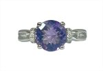 14k White Gold 1.61ct round Amethyst & .06cttw Diamond Ring on Sale