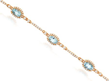 14k Rose Gold 3cttw Aquamarine & .90cttw Diamond Bracelet Fashion