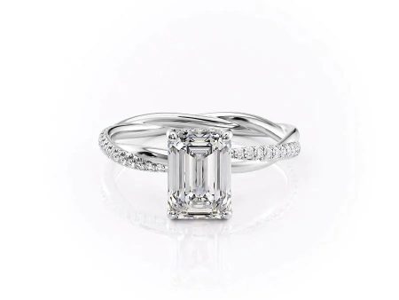 The Stacey Set With A 3 Carat Emerald Moissanite on Sale