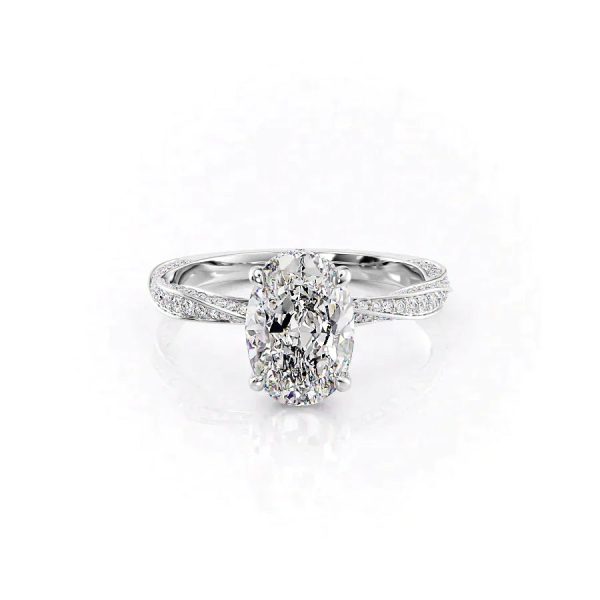 The Caroline Set With A 3 Carat Oval Moissanite Hot on Sale