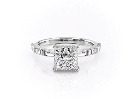 The Hailey Set With A 2 Carat Princess Moissanite For Sale