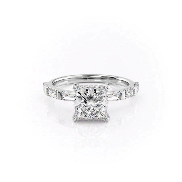 The Hailey Set With A 2 Carat Princess Moissanite For Sale