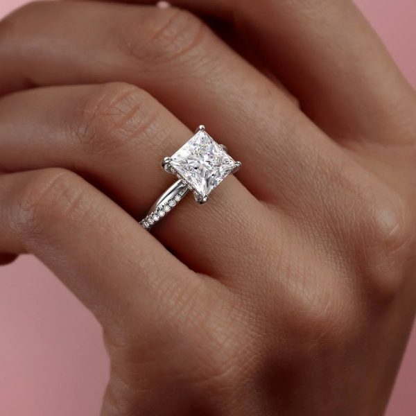 The Stacey Set With A 2.5 Carat Princess Moissanite Hot on Sale