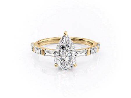 The Hailey Set With A 4.5 Carat Pear Moissanite Cheap