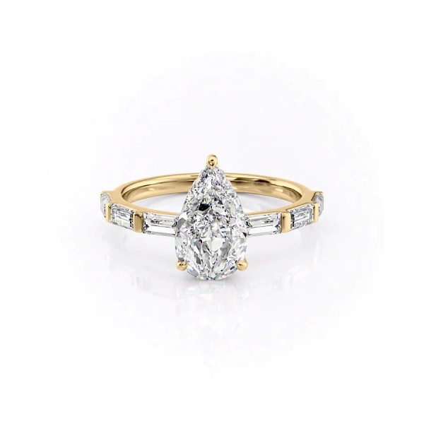 The Hailey Set With A 3 Carat Pear Moissanite on Sale