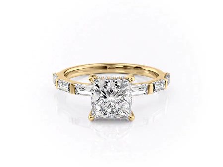 The Hailey Set With A 3 Carat Princess Moissanite Online Sale