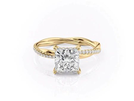 The Stacey Set With A 4.5 Carat Princess Moissanite For Sale