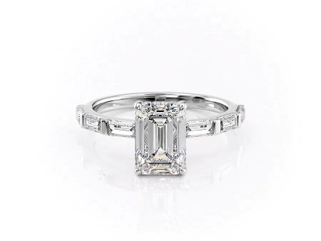 The Hailey Set With A 4 Carat Emerald Moissanite For Sale